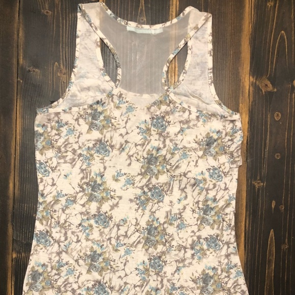 Maurice's SZ S Pretty Blue Floral Racerback Top-small area w/mesh insert on back - Picture 5 of 8